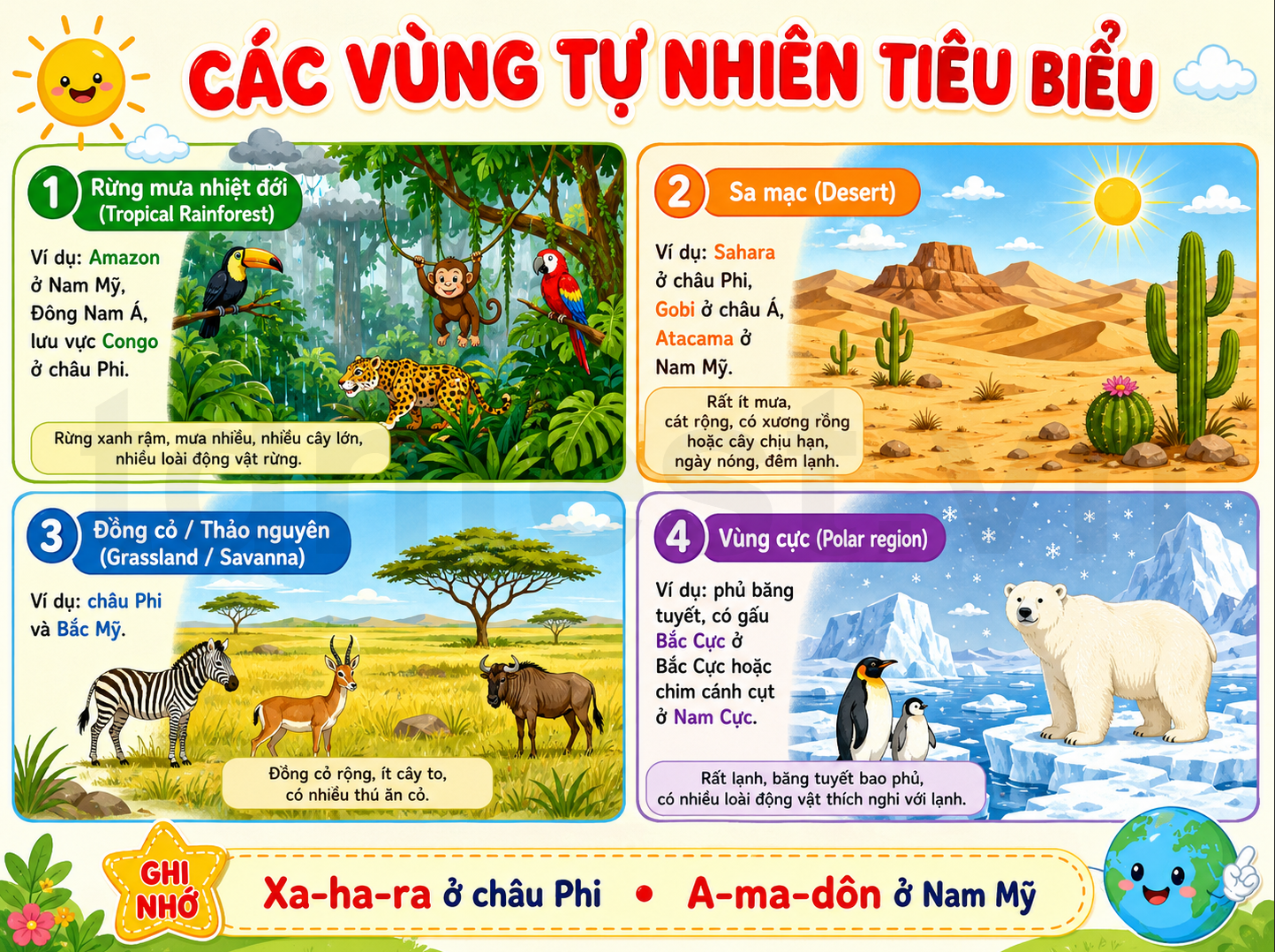 Các vùng tự nhiên tiêu biểu