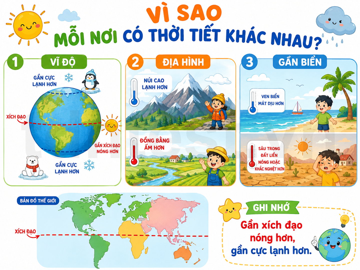 Vì sao mỗi nơi có thời tiết khác nhau?