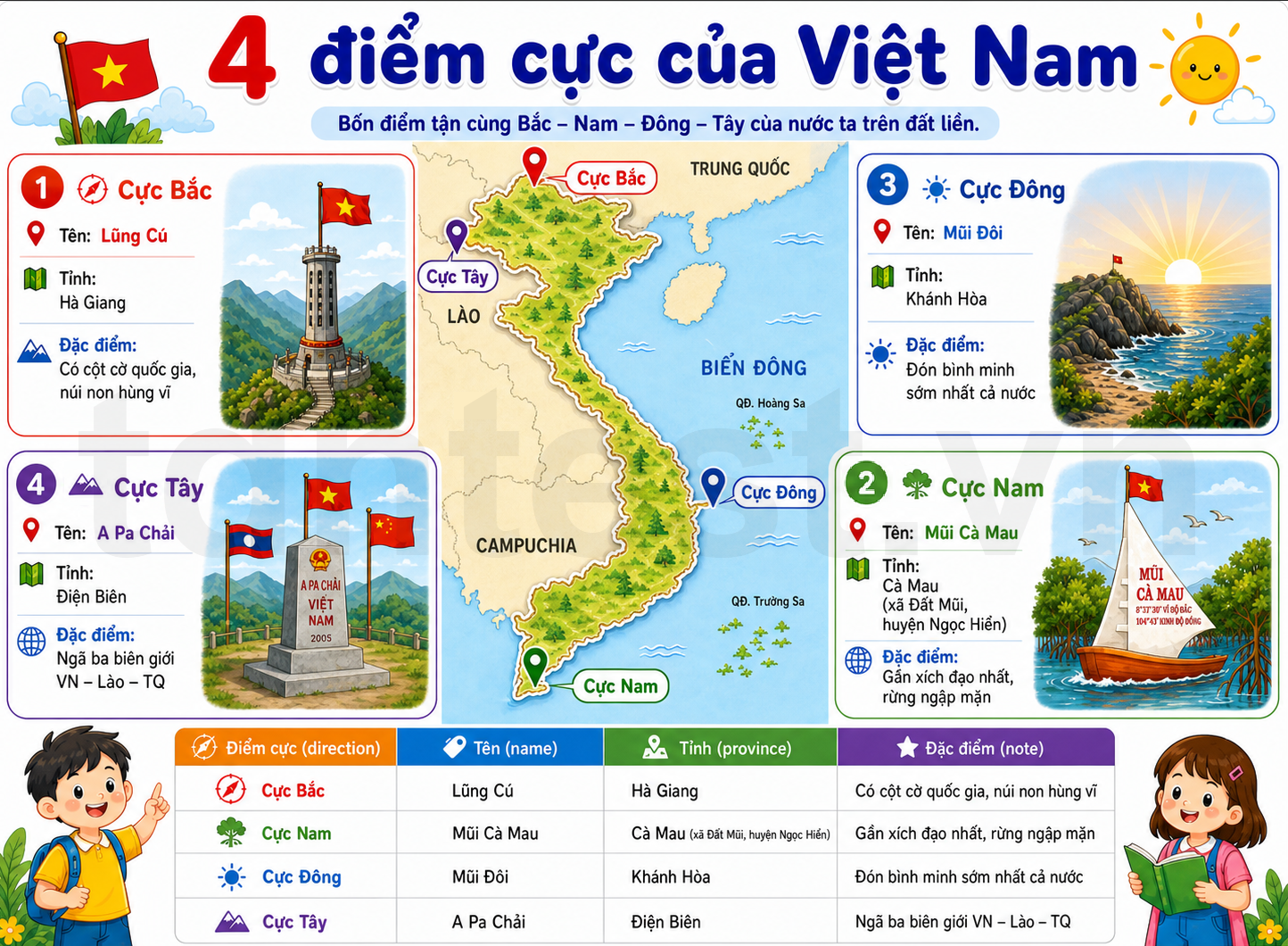 4 điểm cực của Việt Nam