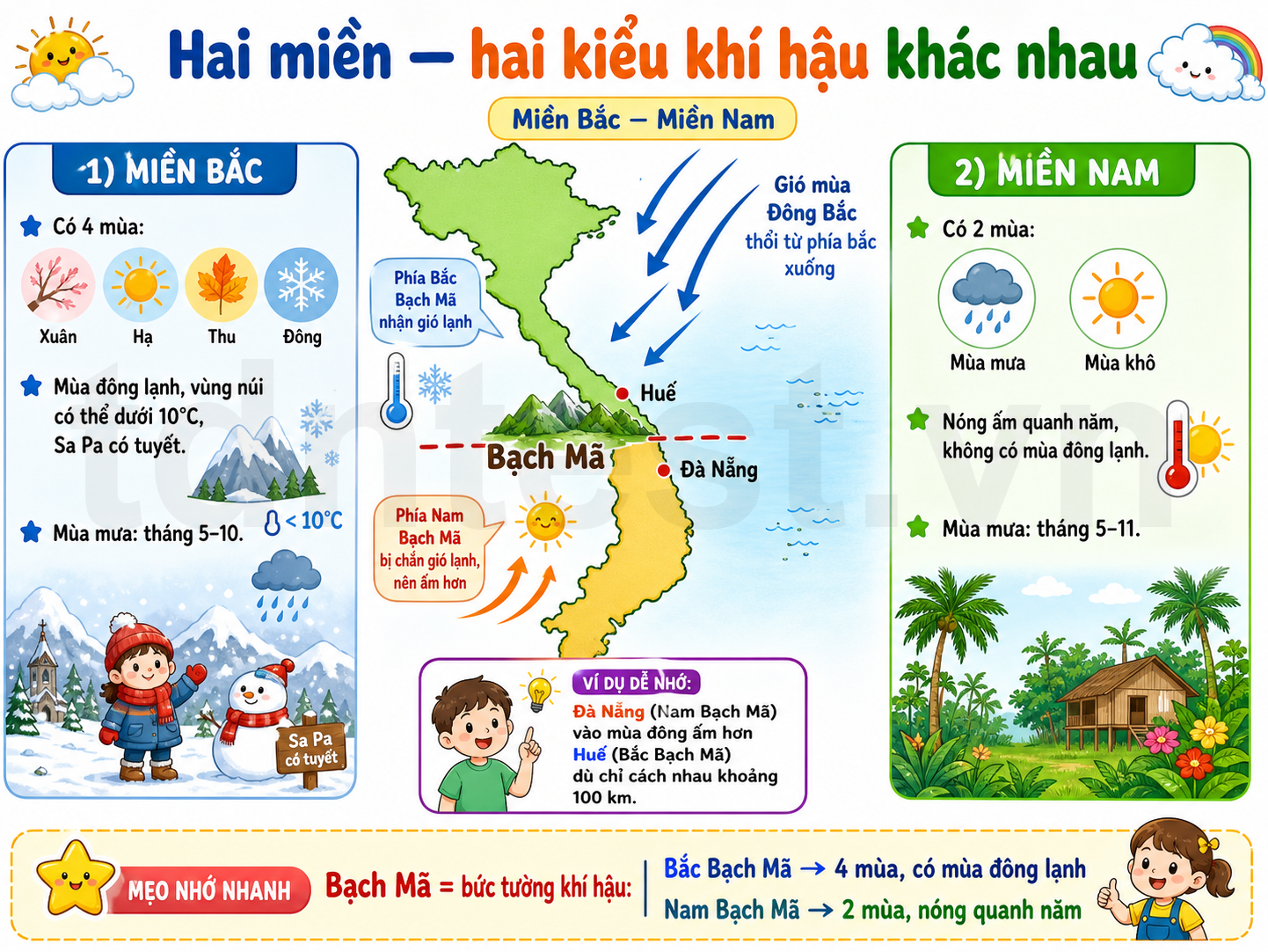 Hai miền — hai kiểu khí hậu khác nhau