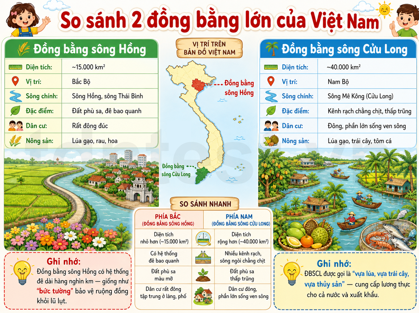 So sánh hai đồng bằng lớn