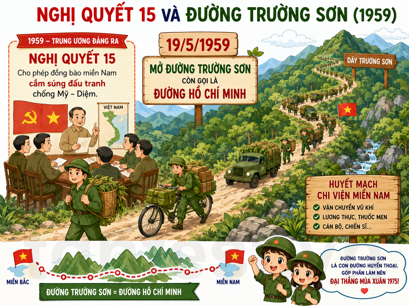 Hình ảnh minh họa Nghị quyết 15 và Đường Trường Sơn