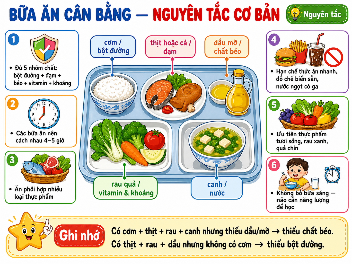 Hình minh họa Bữa ăn cân bằng — Nguyên tắc cơ bản