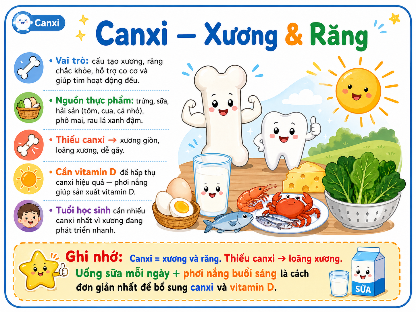 Hình minh họa Canxi — Xương & Răng
