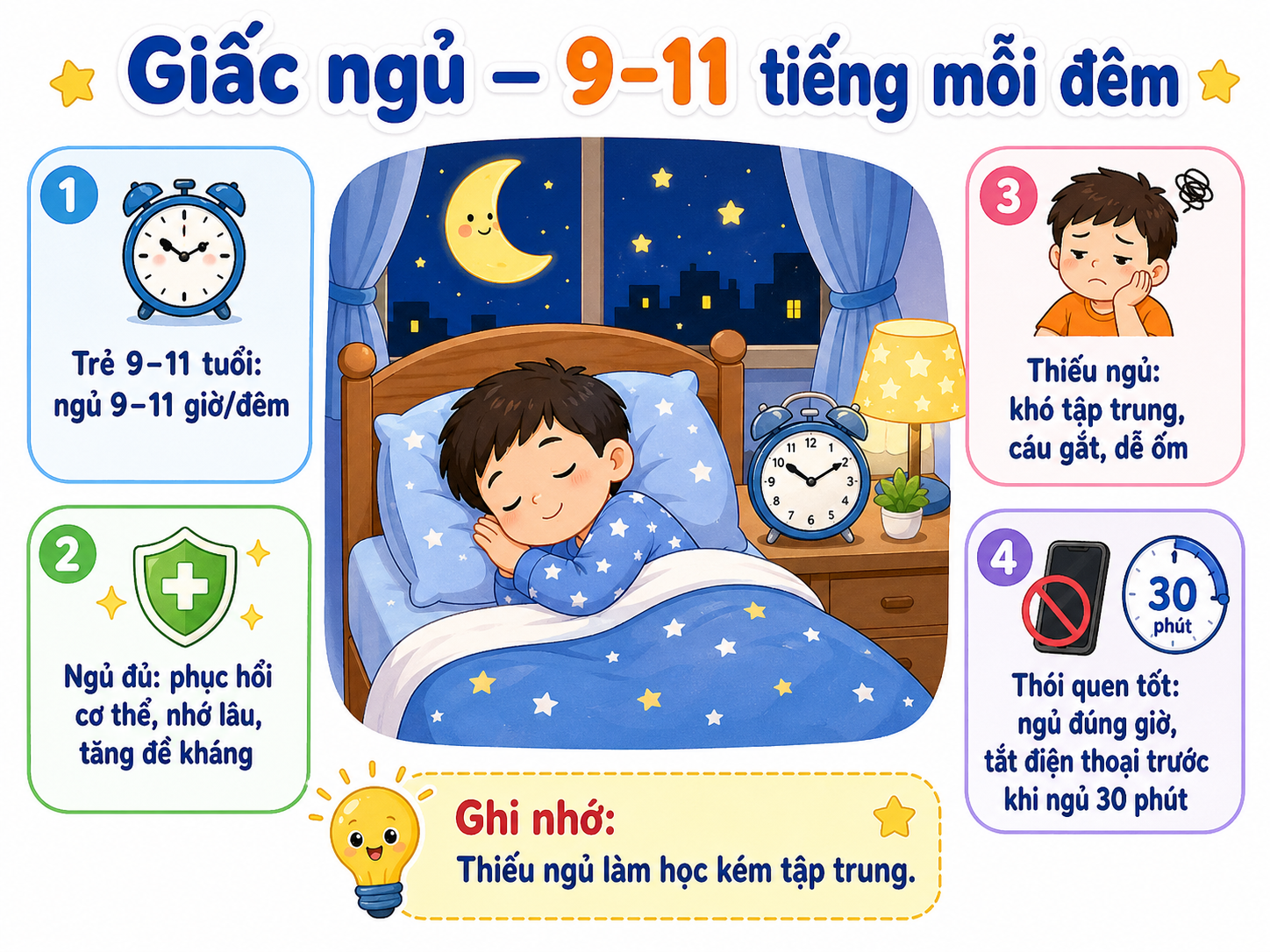 Hình minh họa Giấc ngủ — 9–11 tiếng mỗi đêm