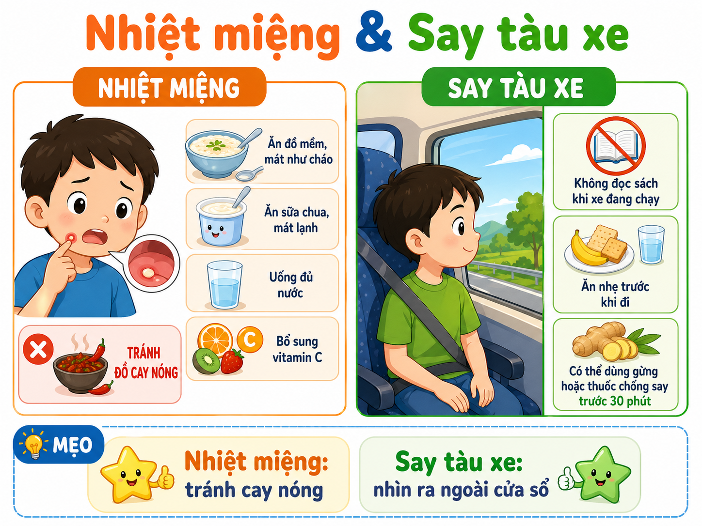 Hình minh họa Nhiệt miệng & Say tàu xe