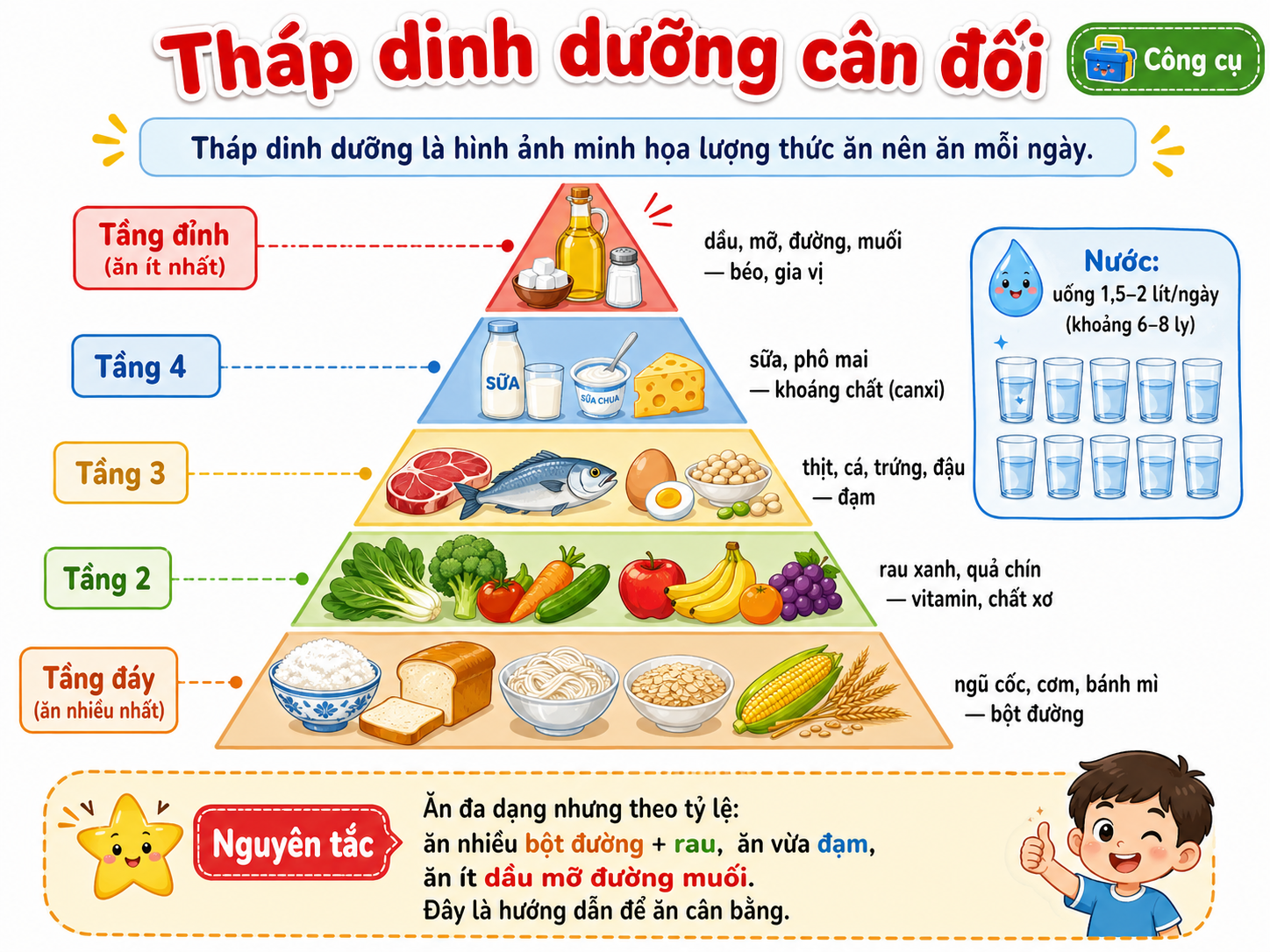 Hình minh họa Tháp dinh dưỡng cân đối