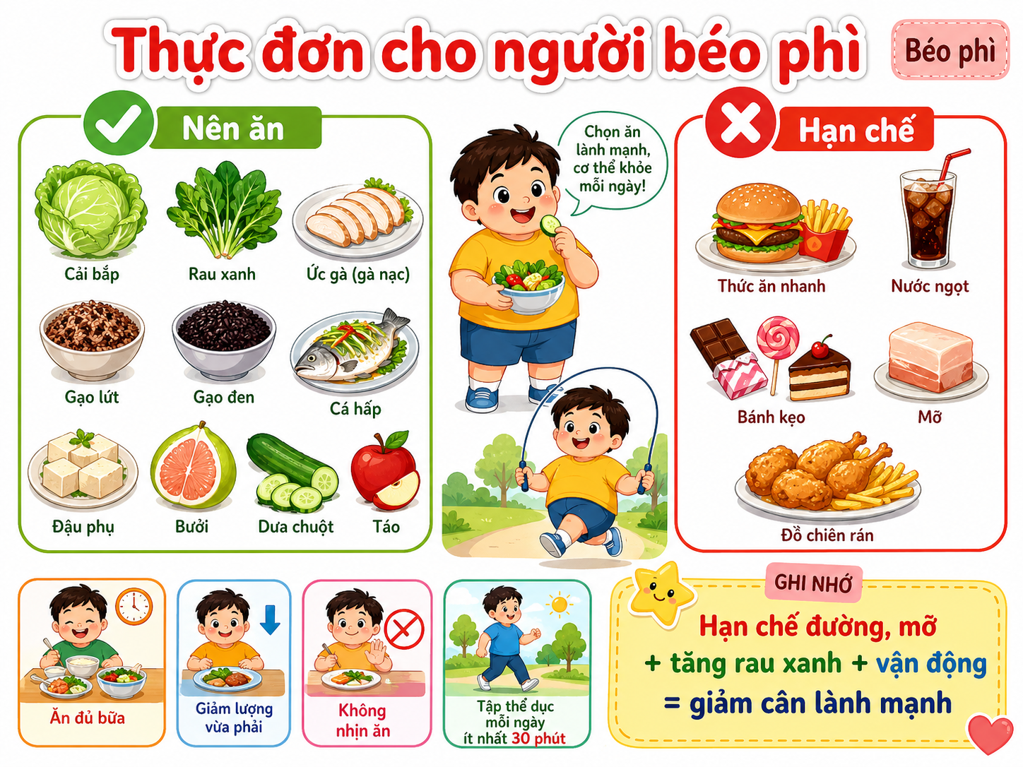 Hình minh họa Thực đơn cho người béo phì
