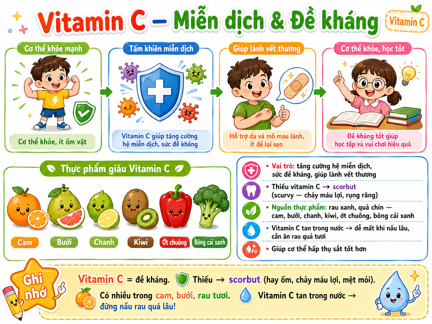 Hình minh họa Vitamin C — Miễn dịch & Đề kháng