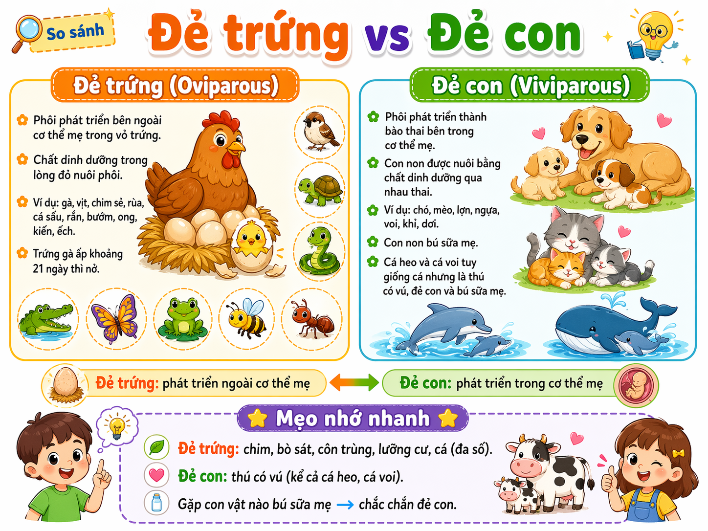 Đẻ trứng vs Đẻ con