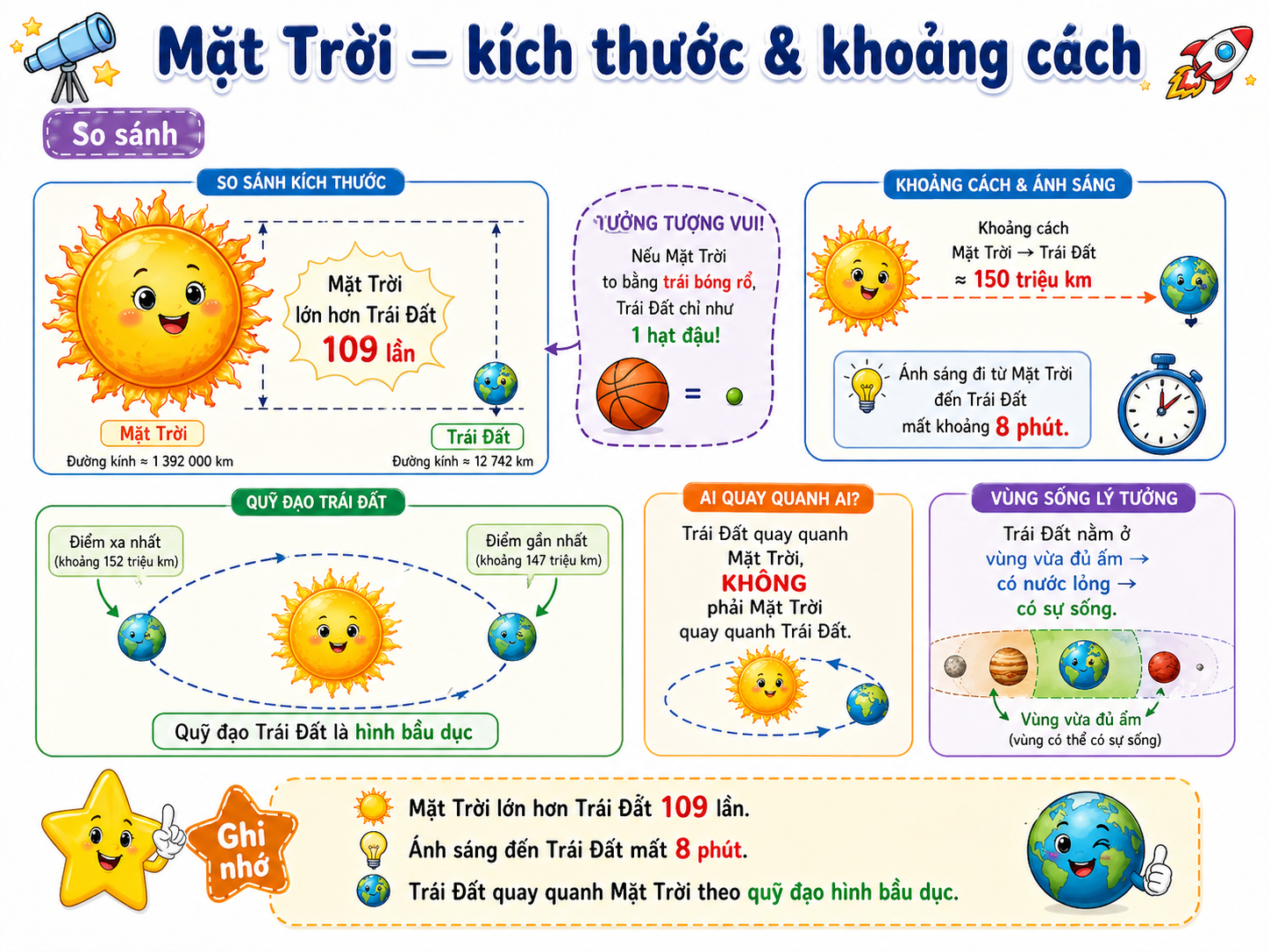 Hình ảnh minh họa Mặt Trời — kích thước & khoảng cách
