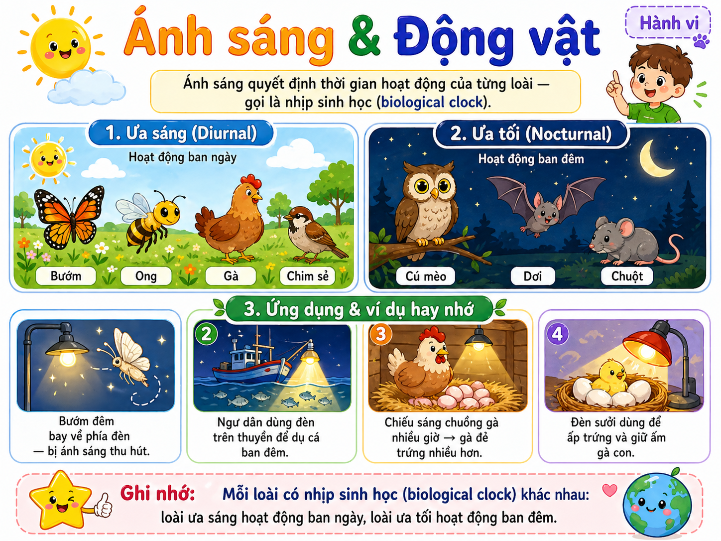 Hình ảnh minh họa nguồn sáng và động vật