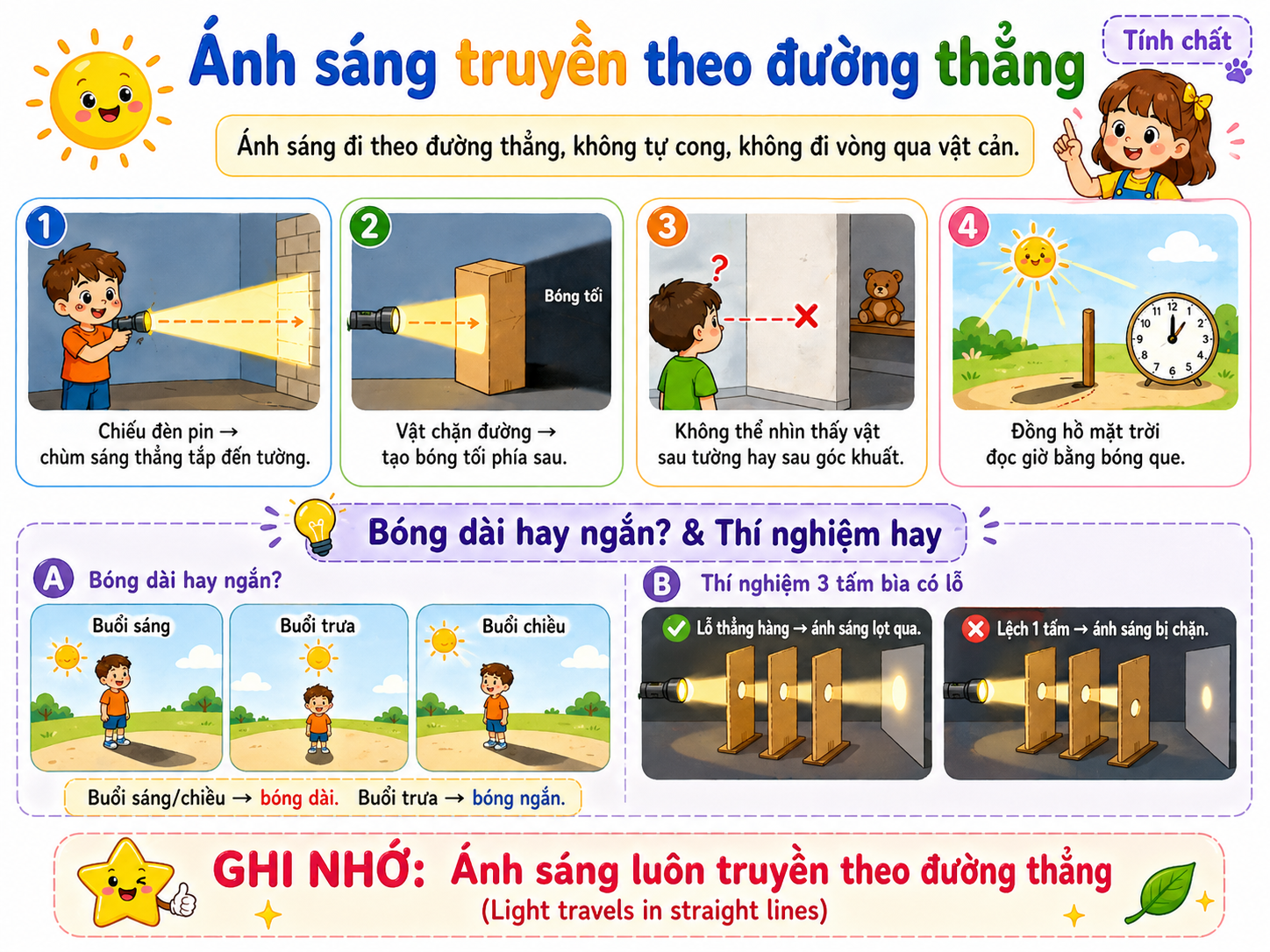 Hình ảnh minh họa ánh sáng truyền theo đường thẳng