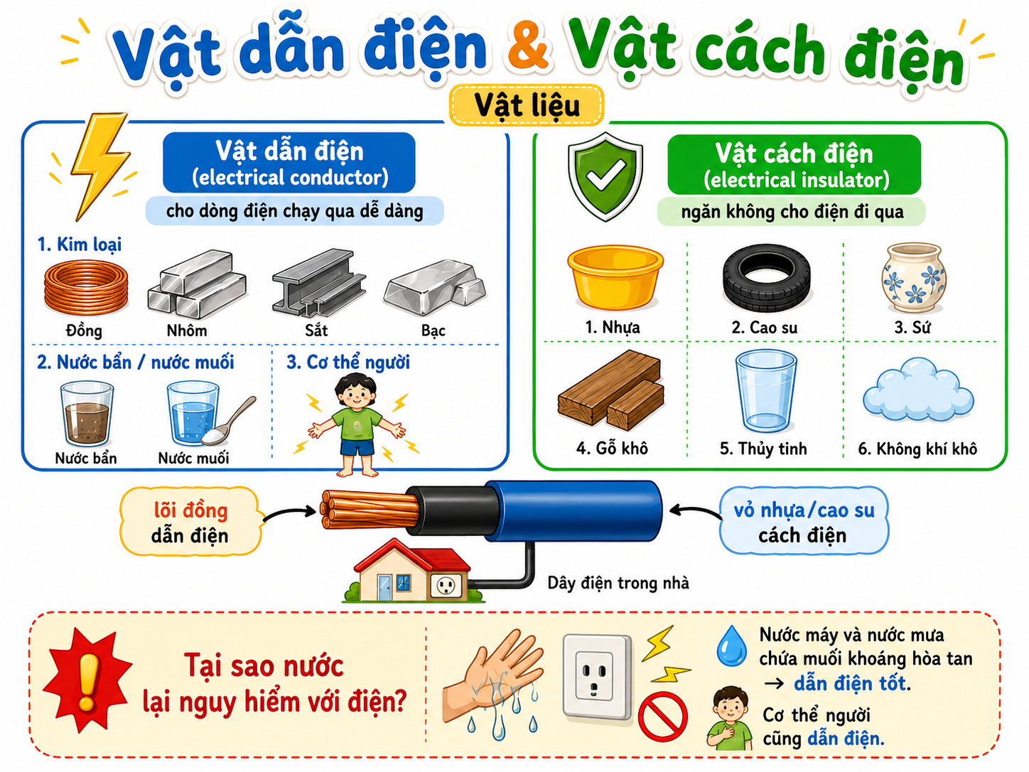 Hình ảnh minh họa dẫn điện và cách điện