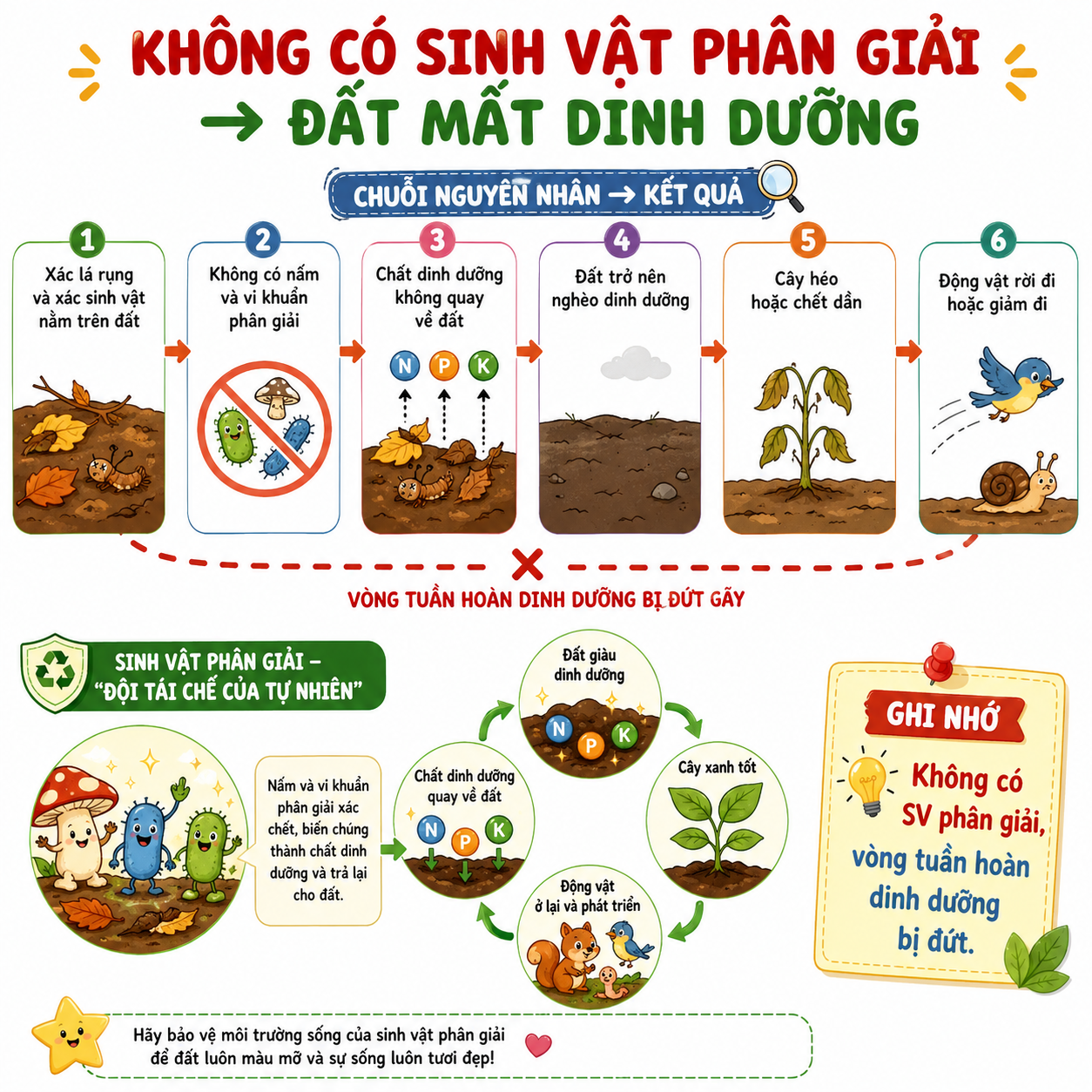 Hình ảnh minh họa vai trò của sinh vật phân giải đất mất dinh dưỡng