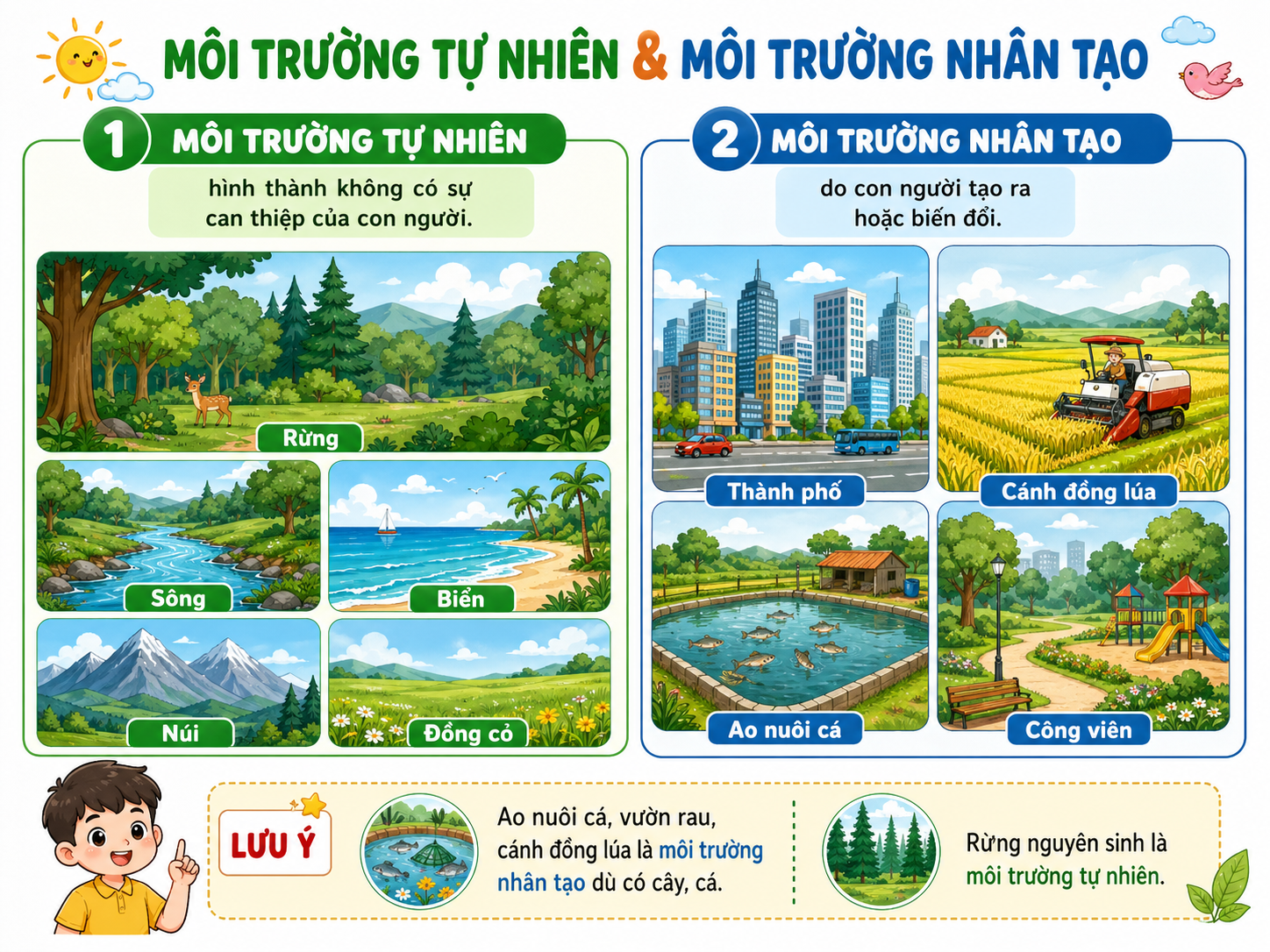 Hình ảnh minh họa môi trường tự nhiên và môi trường nhân tạo