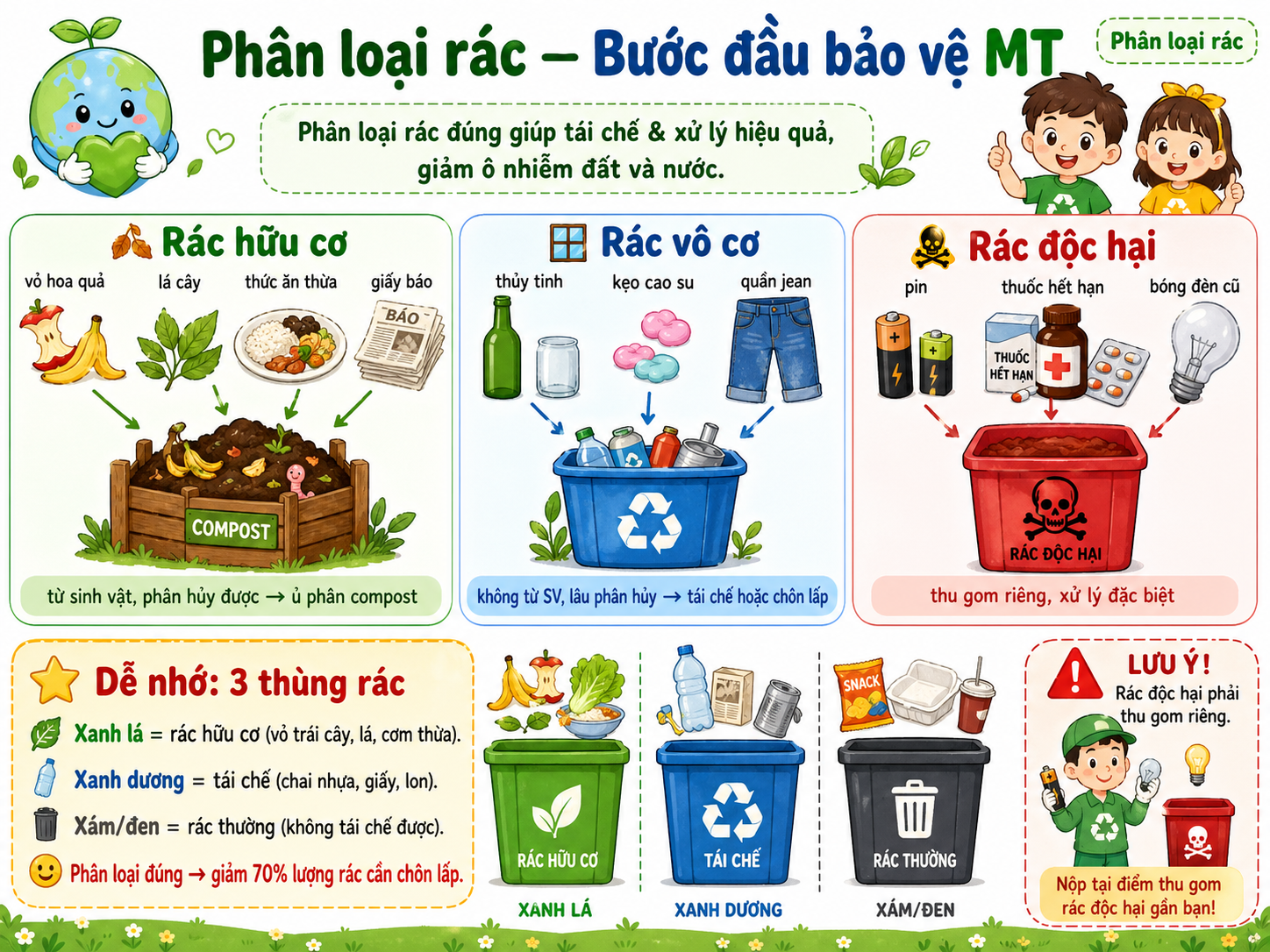Hình ảnh minh họa phân loại rác